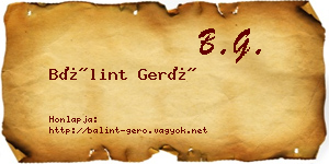 Bálint Gerő névjegykártya