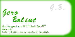 gero balint business card